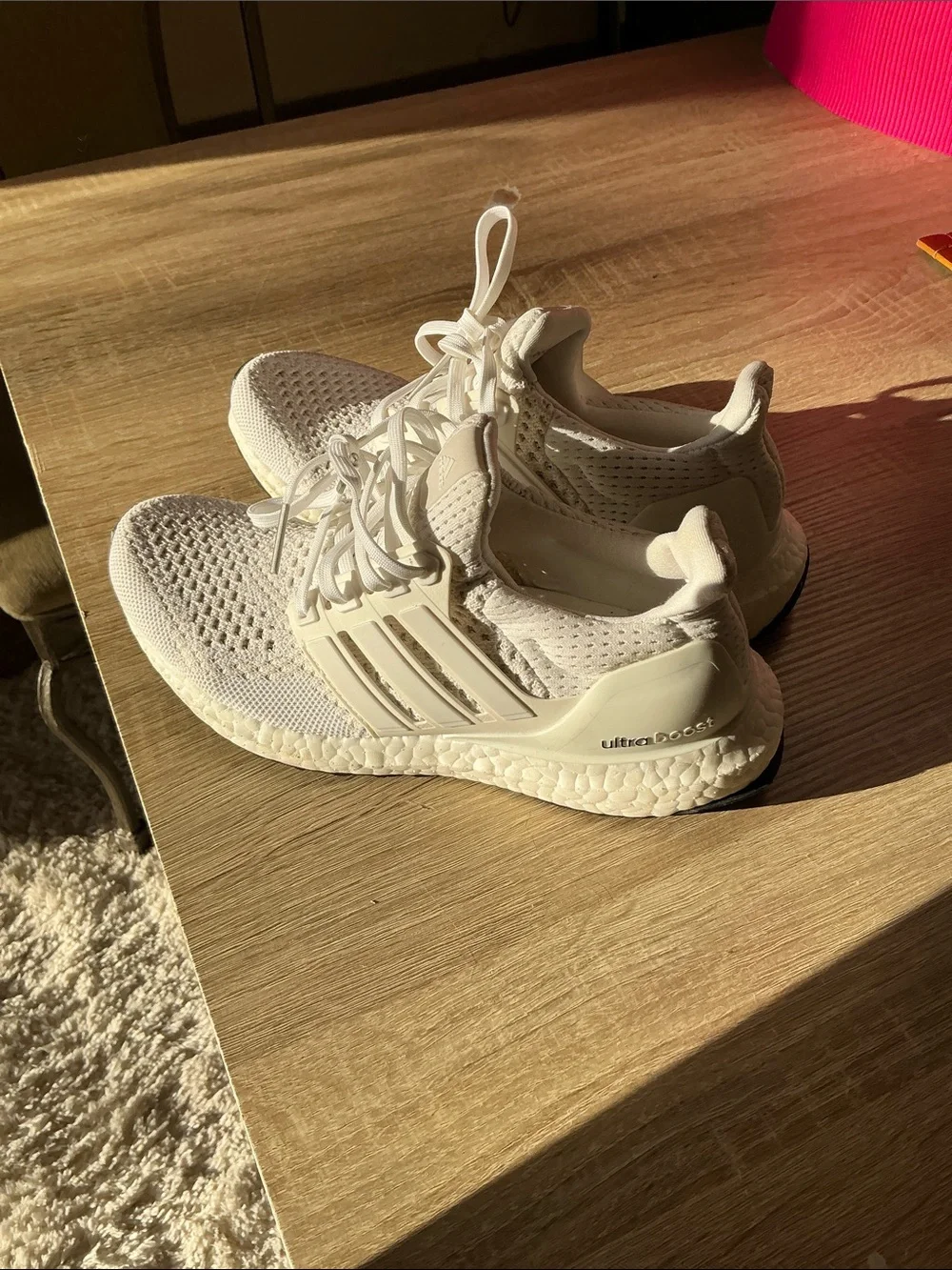 adidas White Ultra Boost Knit Sneakers